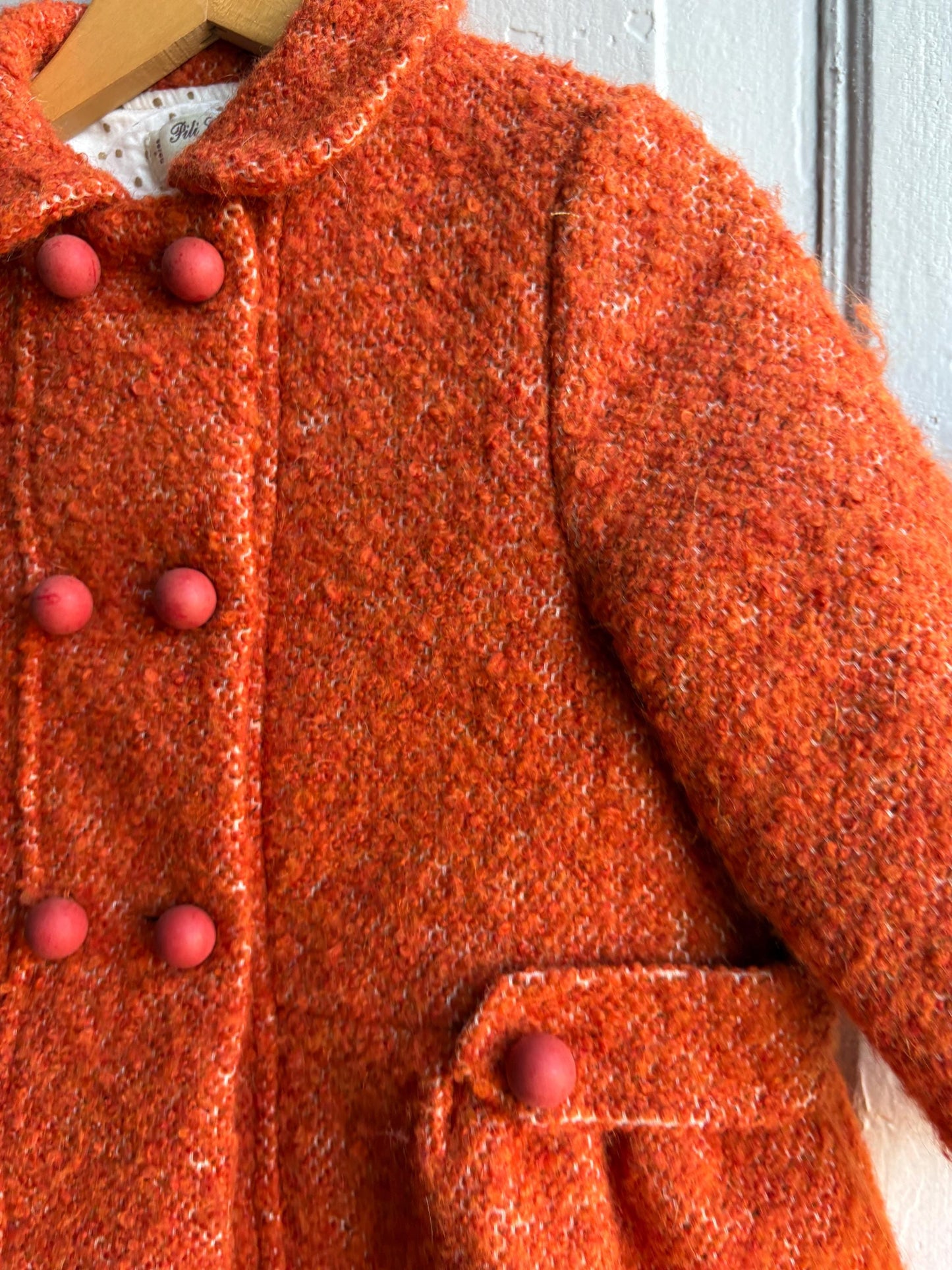 Orange Wool Blend Toddler Coat — additional view 5