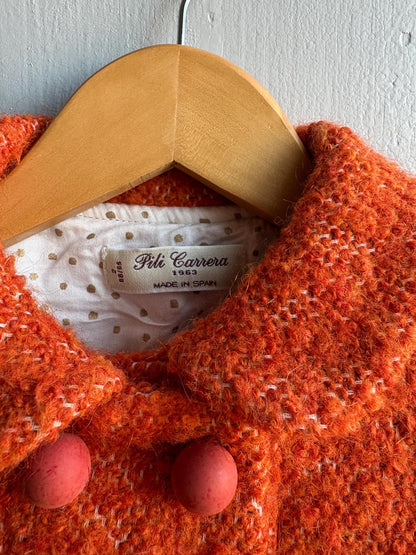 Orange Wool Blend Toddler Coat — fabric close-up