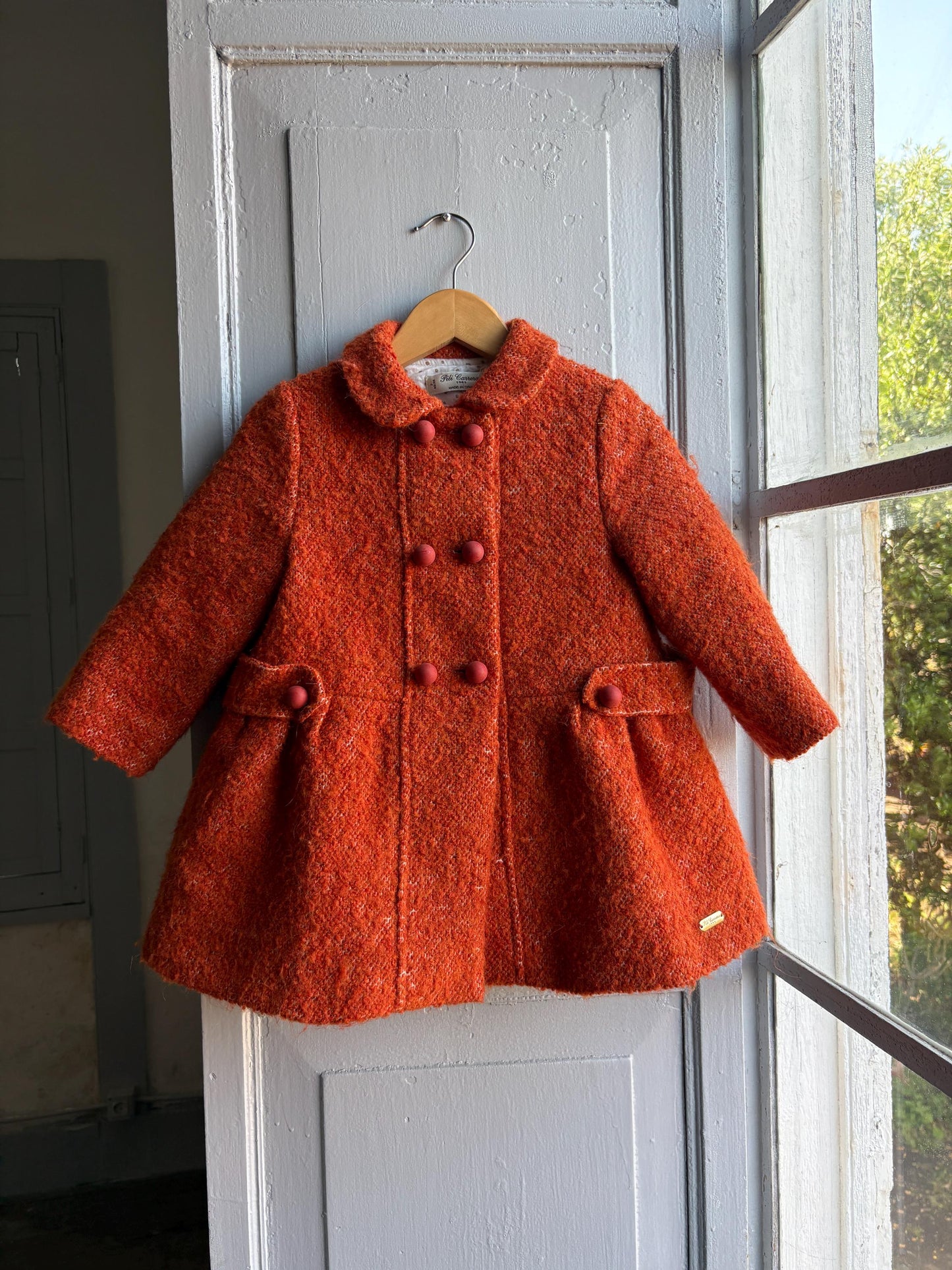Orange Wool Blend Toddler Coat — additional view 9