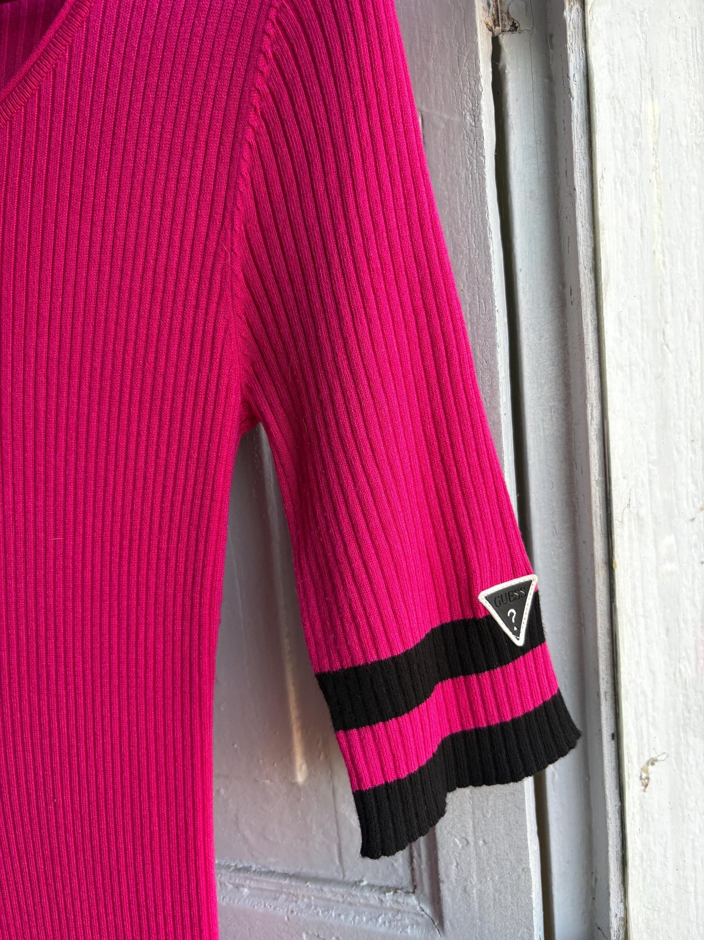 Hot Pink Ribbed Midi Dress — additional view 6