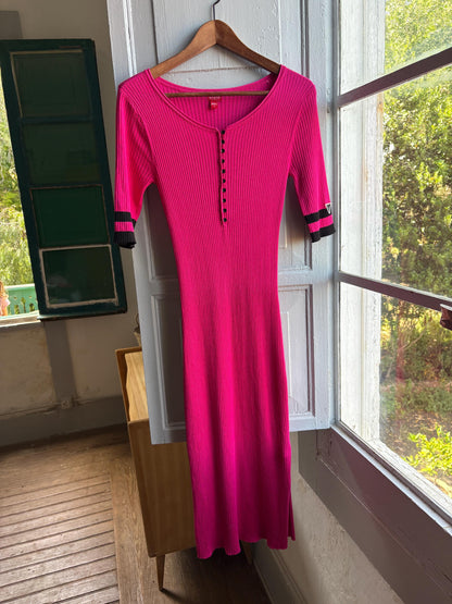Hot Pink Ribbed Midi Dress — additional view 10