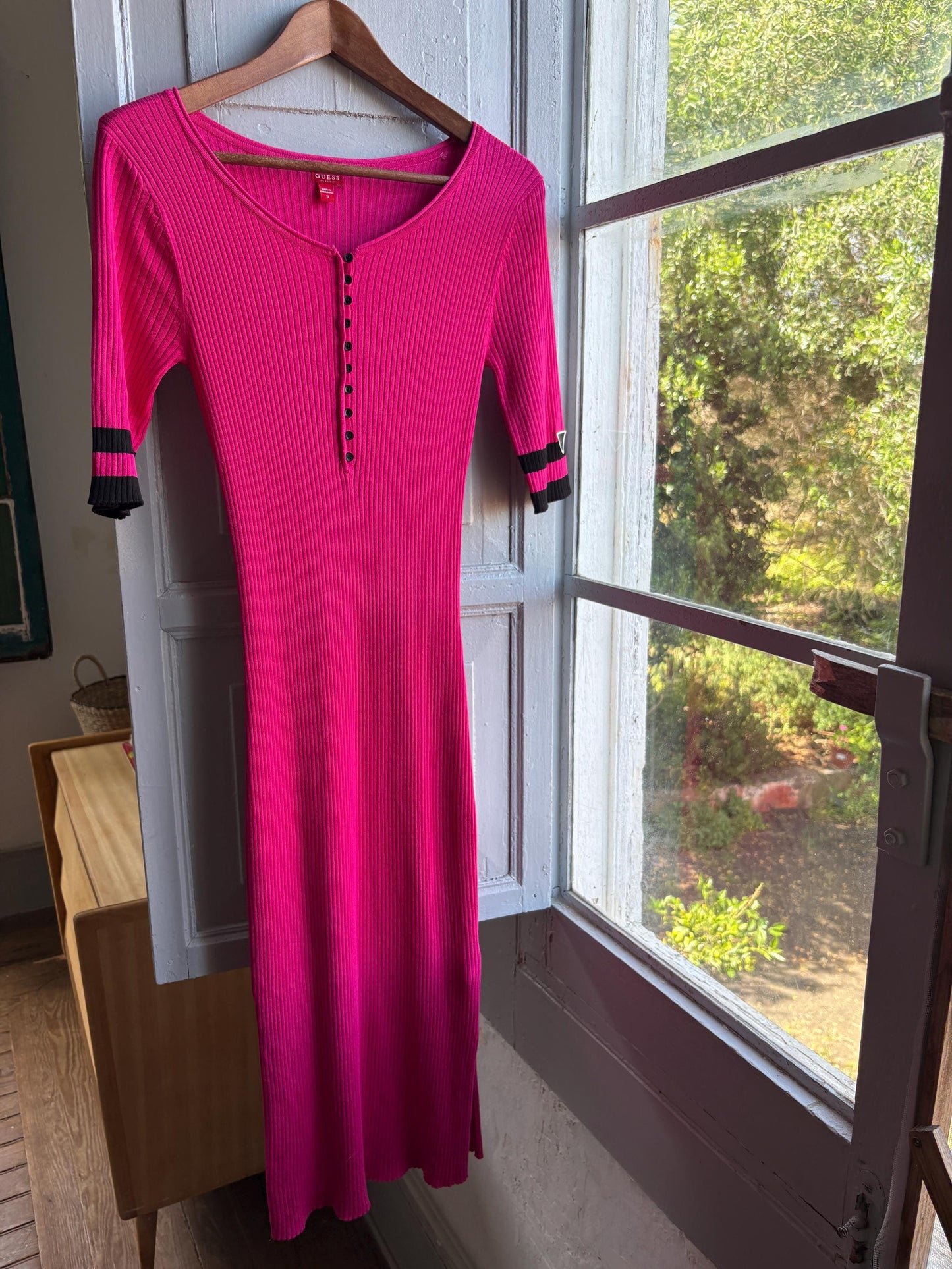 Hot Pink Ribbed Midi Dress — additional view 8