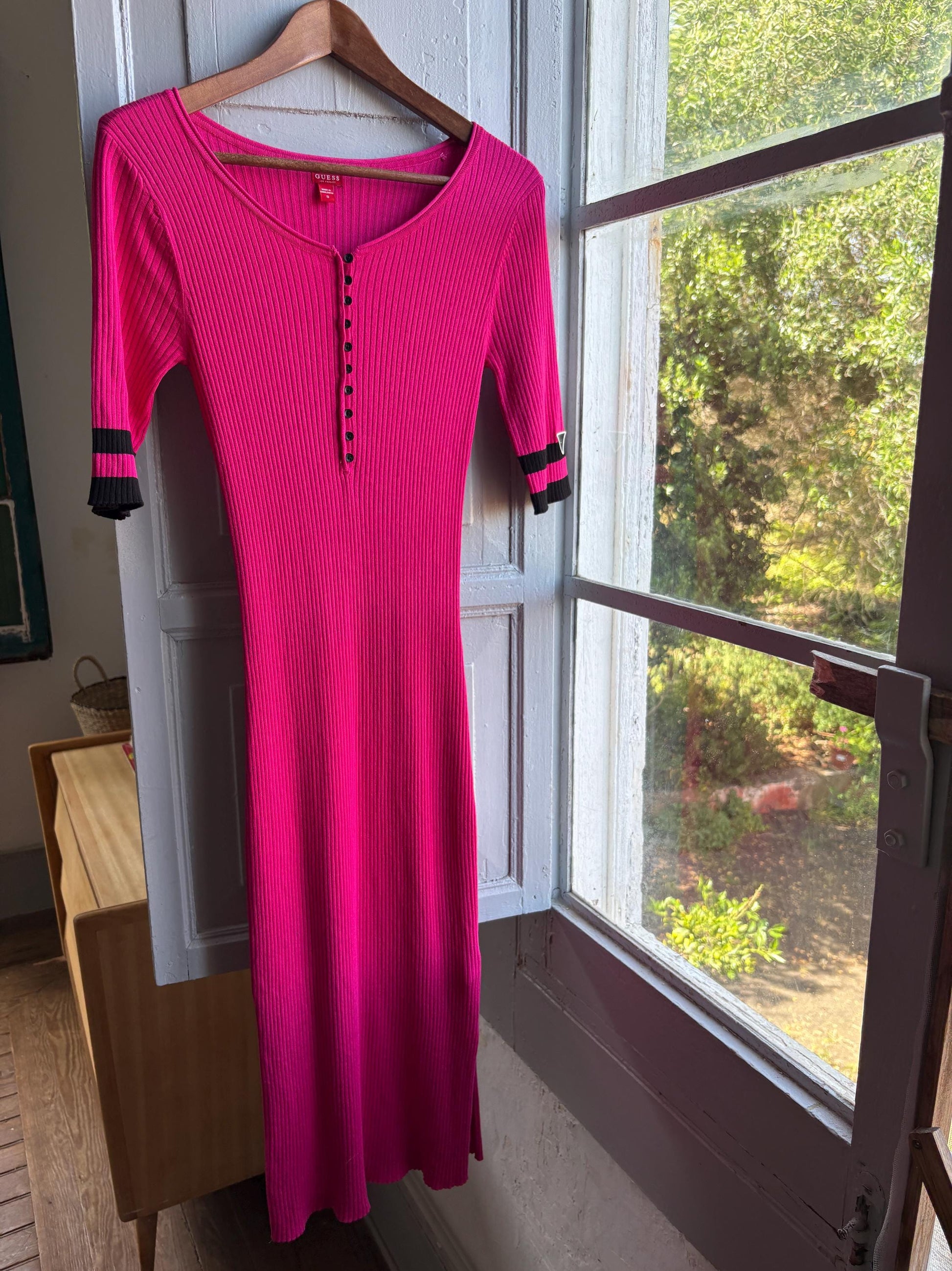 Hot Pink Ribbed Midi Dress — additional view 8