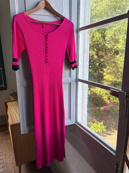 Hot Pink Ribbed Midi Dress — additional view 8