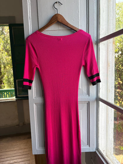 Hot Pink Ribbed Midi Dress — additional view 9