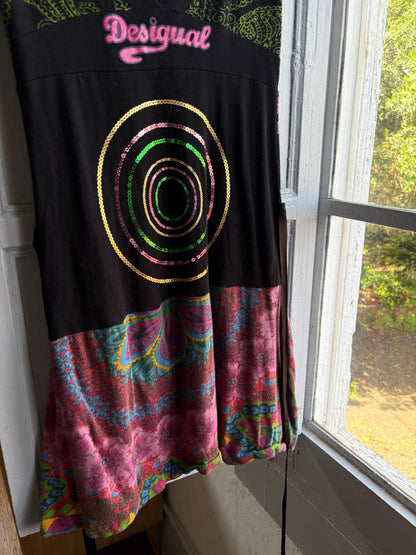 Boho Mini Dress in Colourful Cotton — back view