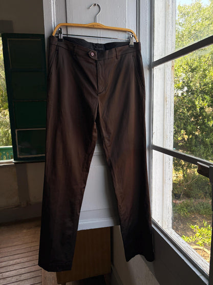 Brown Satin Vintage Straight Leg Trousers — detail