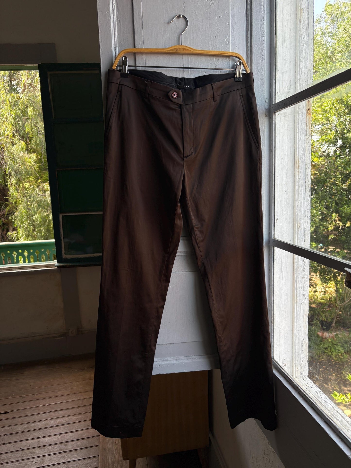 Brown Satin Vintage Straight Leg Trousers — additional view 6