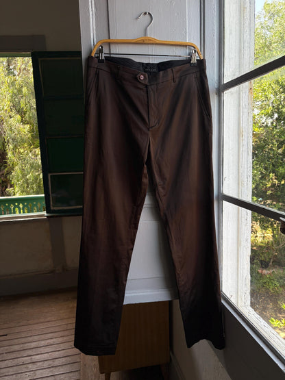 Brown Satin Vintage Straight Leg Trousers — additional view 6
