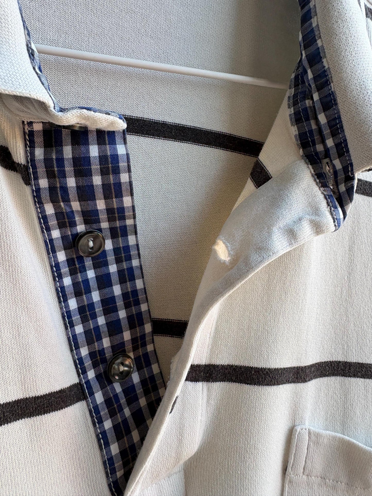 Vintage Oversized Striped Cotton Polo Shirt — detail