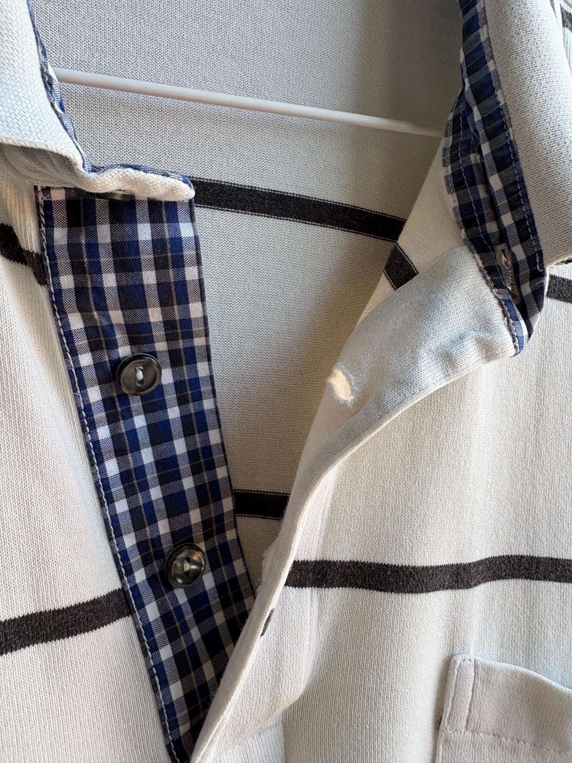 Vintage Oversized Striped Cotton Polo Shirt — detail