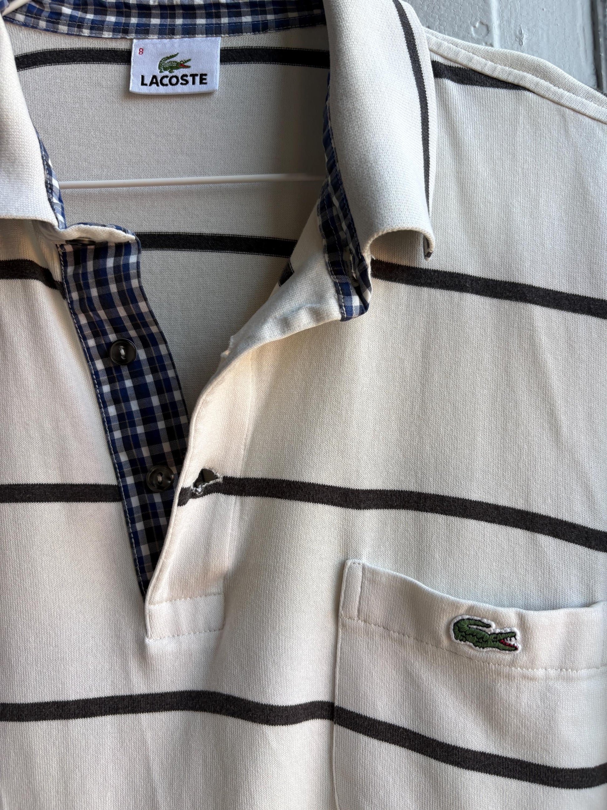 Vintage Oversized Striped Cotton Polo Shirt — additional view 8