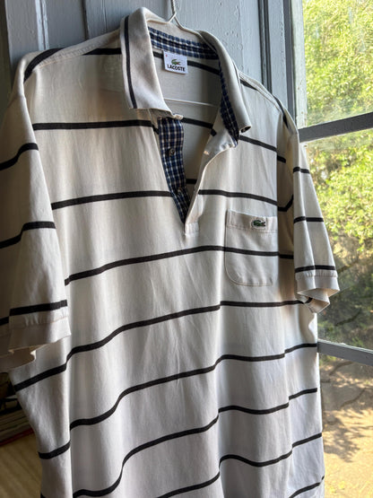 Vintage Oversized Striped Cotton Polo Shirt — additional view 10