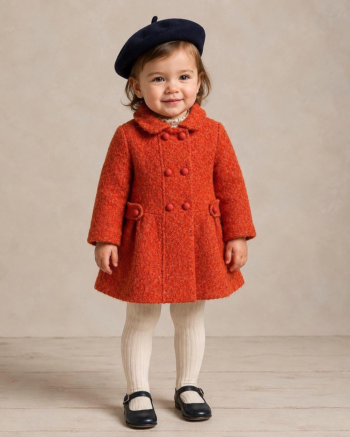 Orange Wool Blend Toddler Coat