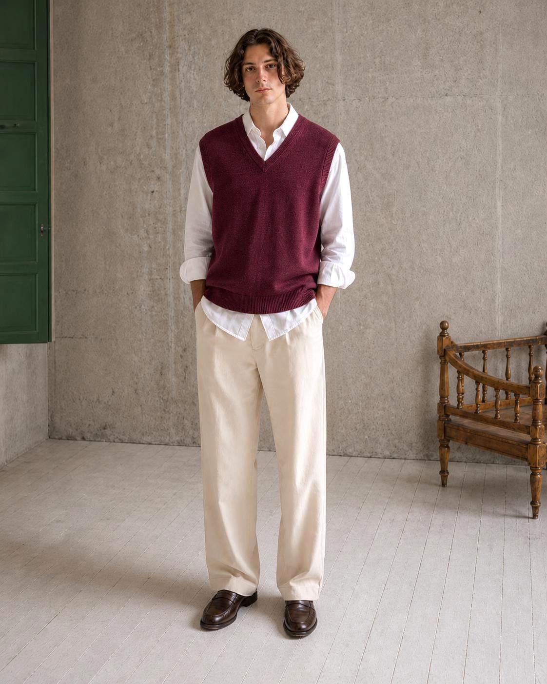 Burgundy Wool Vintage Sweater Vest