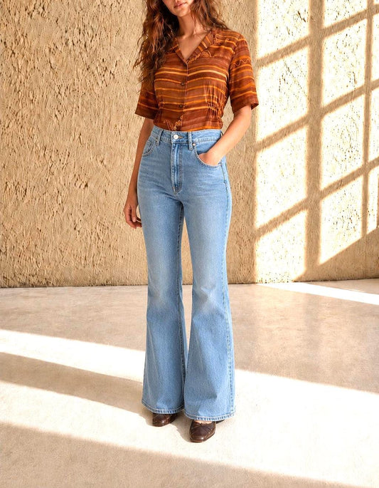 Retro 70s Burnt Orange Oversized Blouse