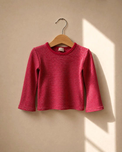 Organic Wool Baby Shirt - Red Stripes