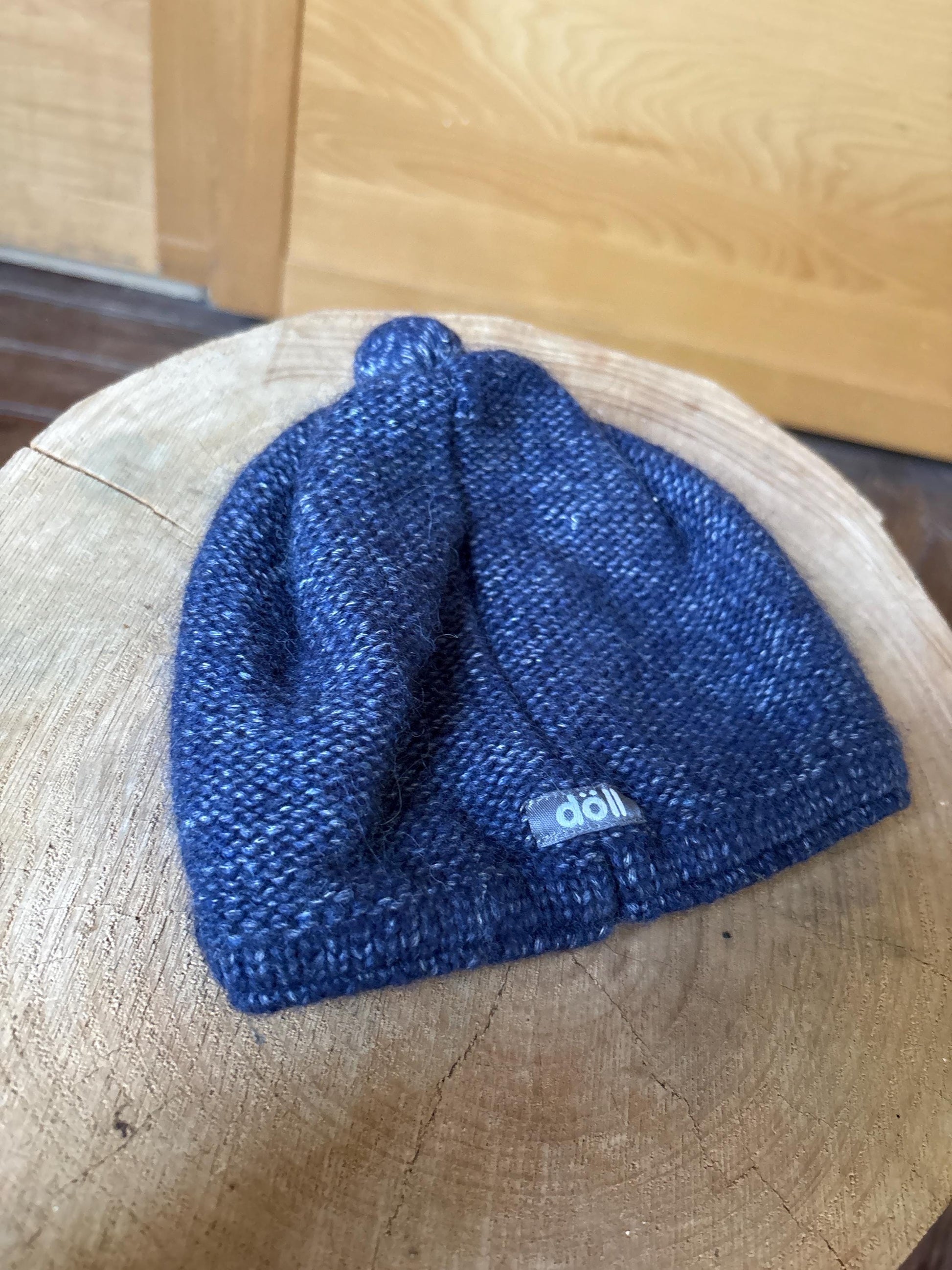 Wool Alpaca Blue Kids Beanie — detail