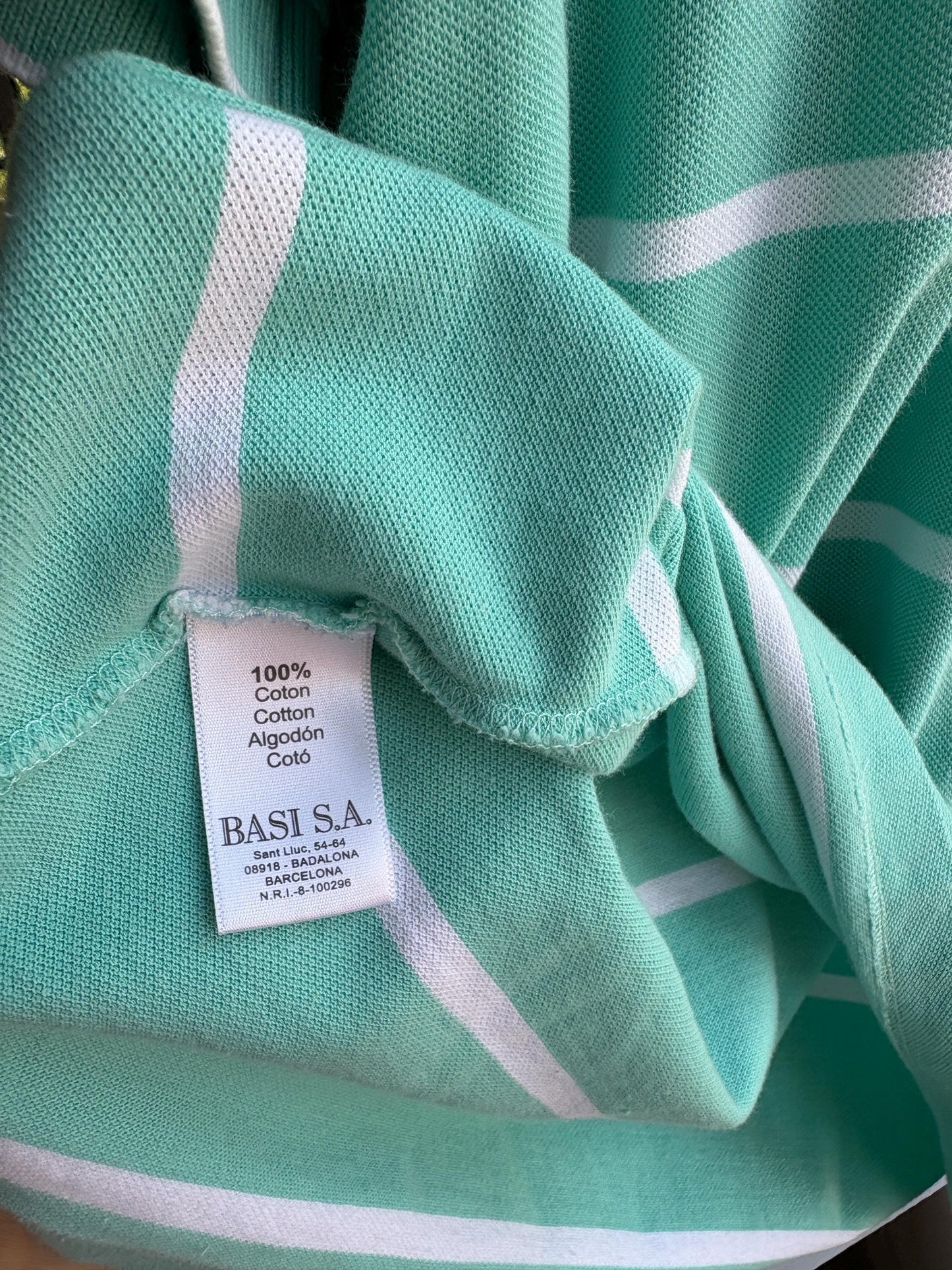 Mint Green Striped Cotton Polo Shirt — additional view 7