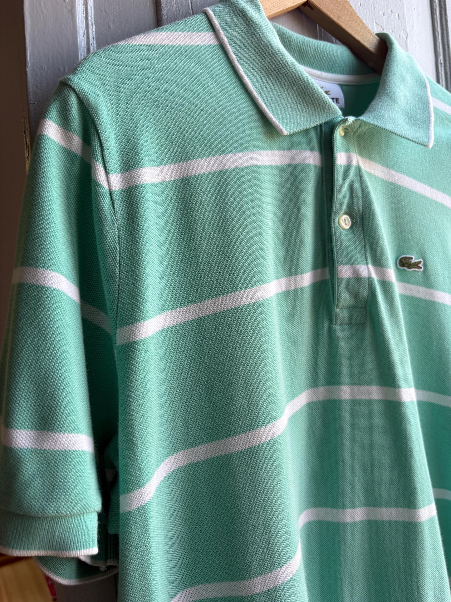 Mint Green Striped Cotton Polo Shirt — additional view 11