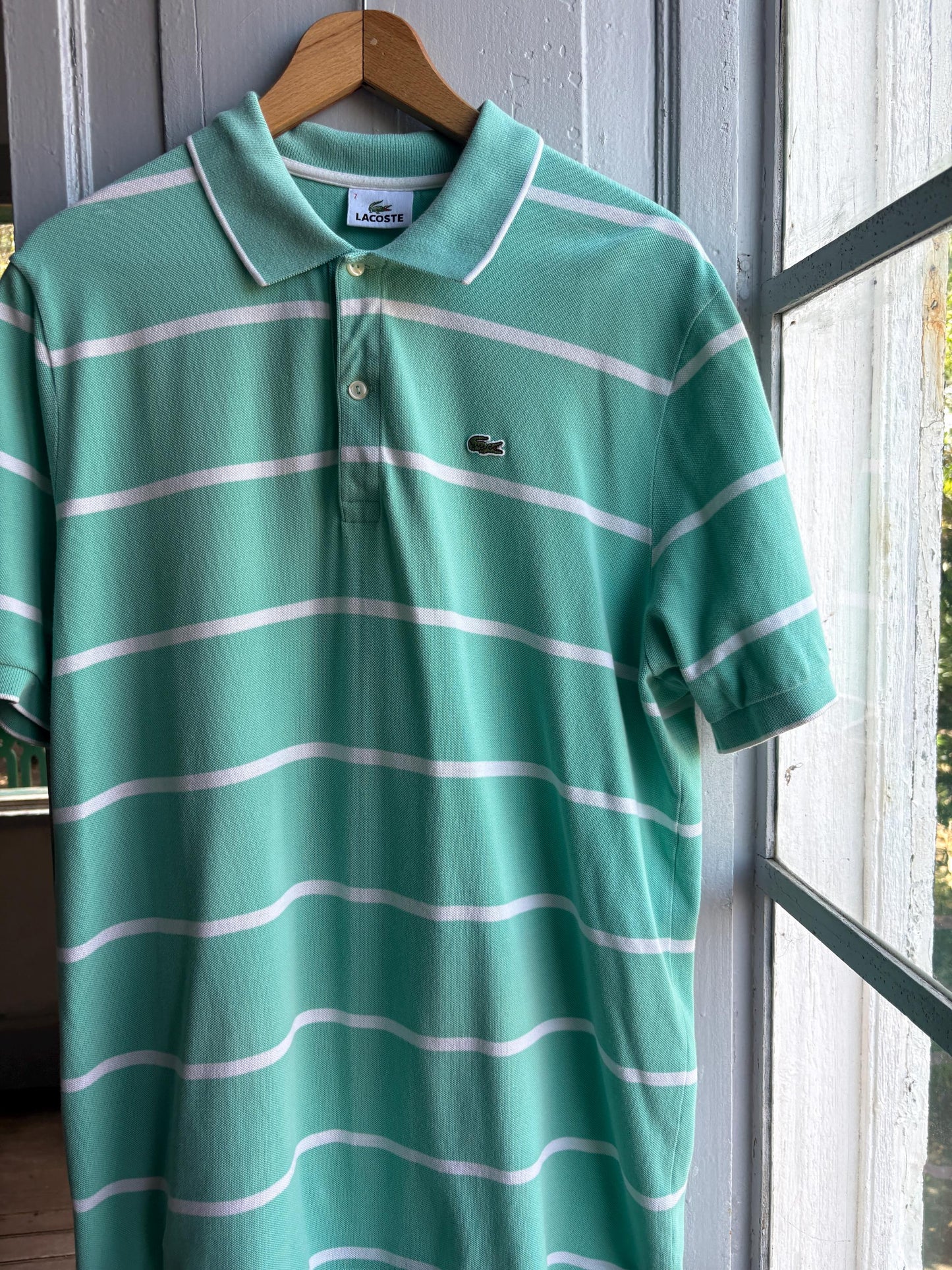 Mint Green Striped Cotton Polo Shirt — additional view 16