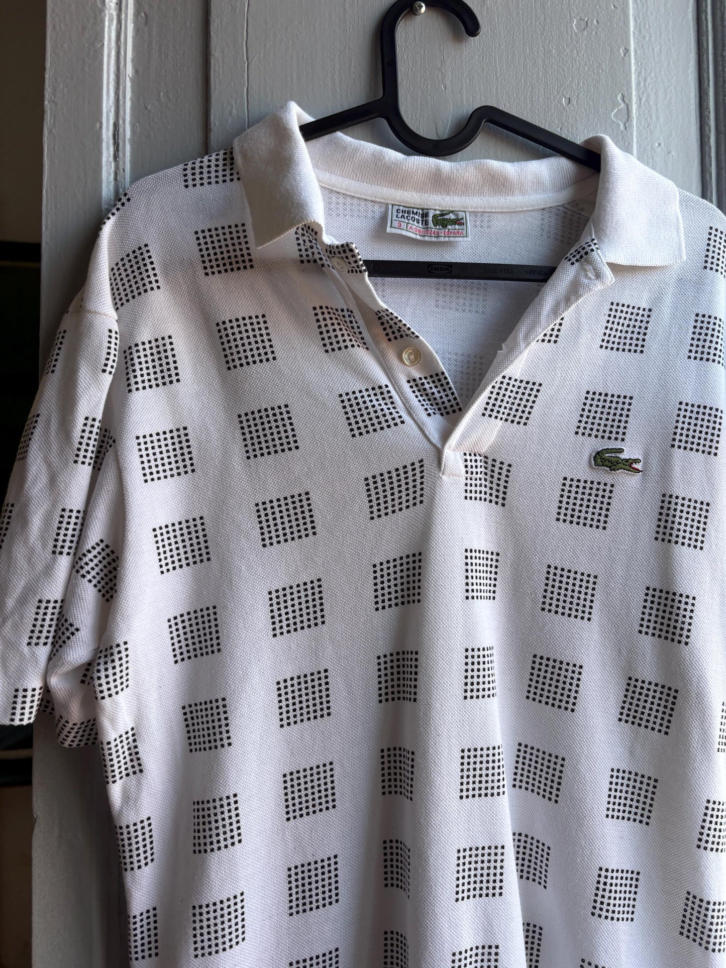 Vintage Lacoste Cotton Polo Shirt, White Geometric — additional view 9