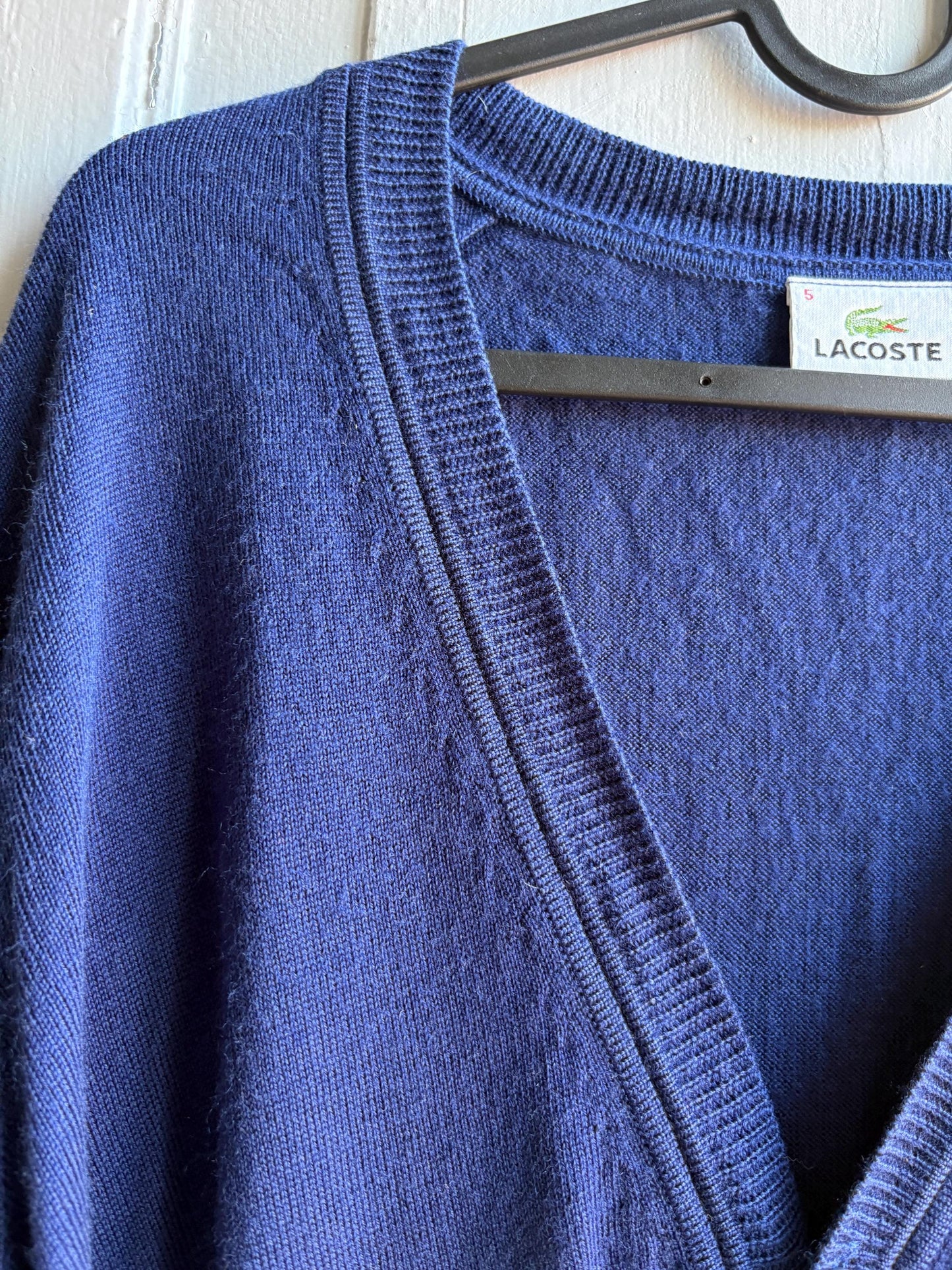 Lacoste Virgin Wool Cardigan in Navy — additional view 6