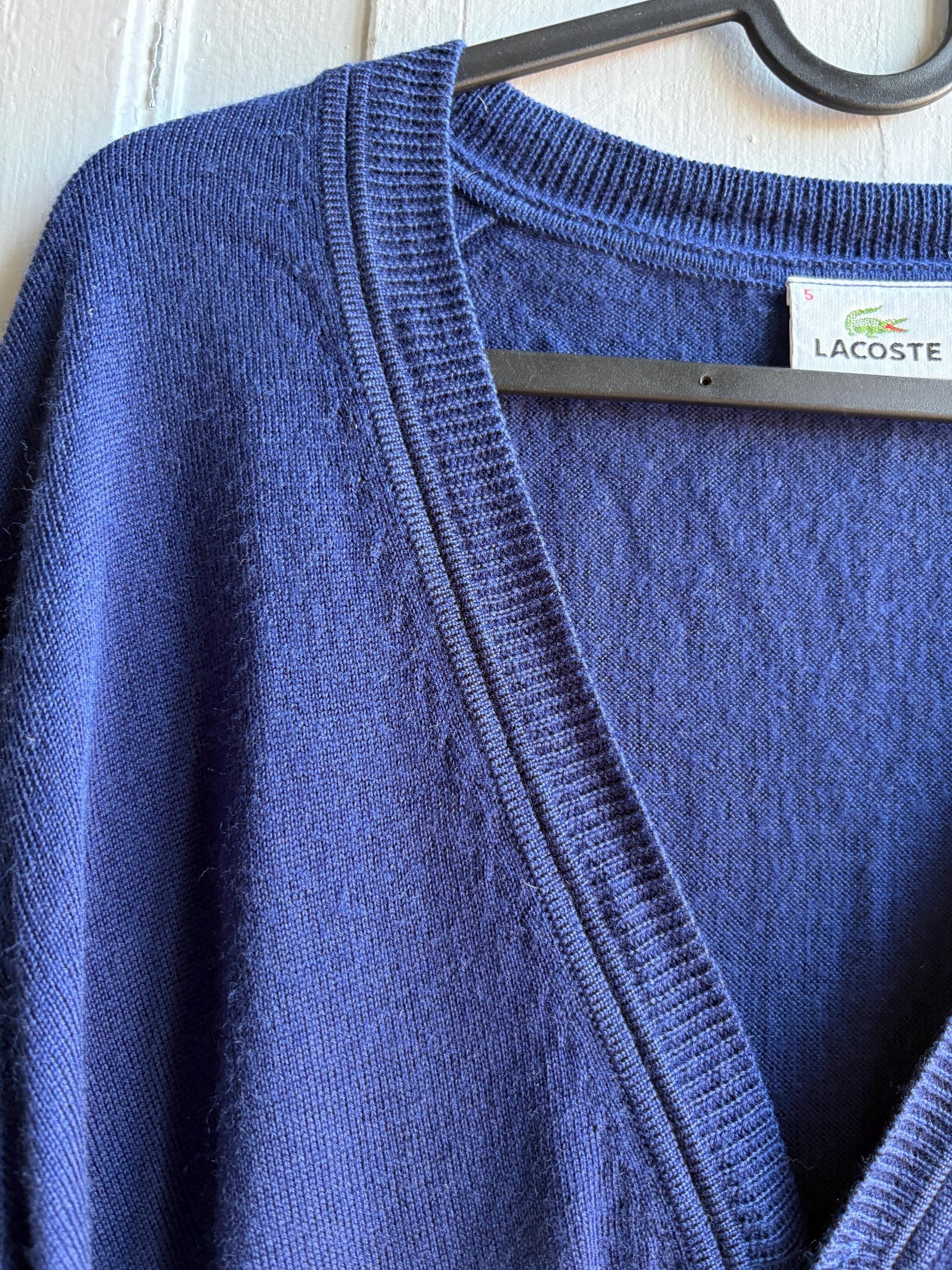 Lacoste Virgin Wool Cardigan in Navy — additional view 6