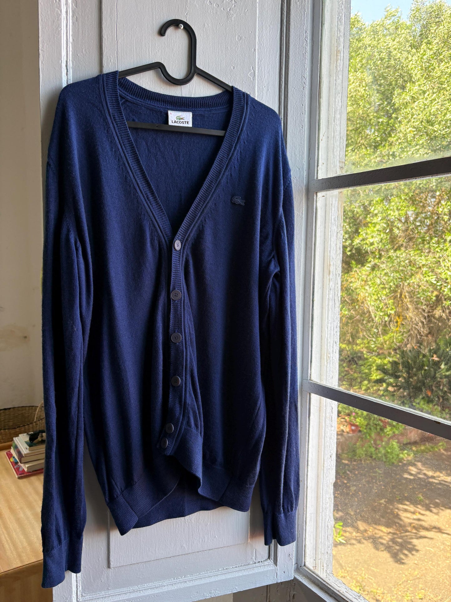 Lacoste Virgin Wool Cardigan in Navy — additional view 11