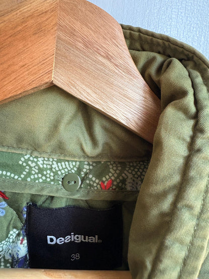 Floral Green Cotton Utility Jacket — back view