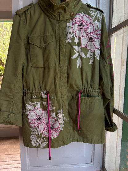 Floral Green Cotton Utility Jacket — additional view 8