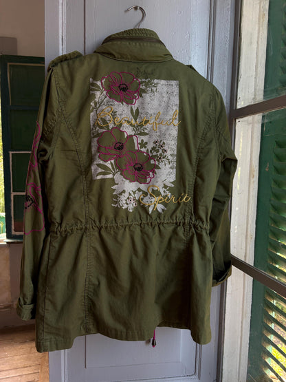 Floral Green Cotton Utility Jacket — additional view 13