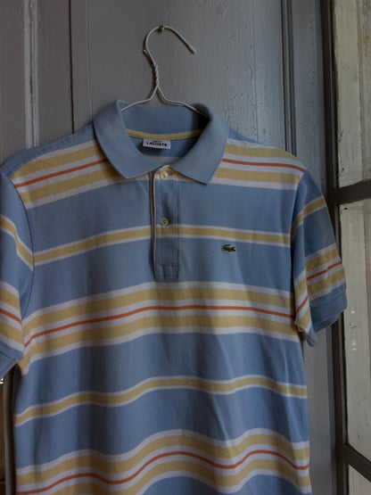 Vintage Lacoste Striped Polo Shirt in Pastel Blue — additional view 9