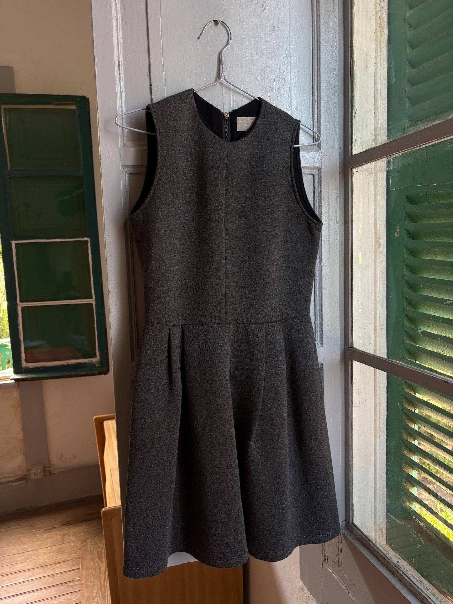 Pedro Del Hierro Grey Sleeveless Winter Dress — back view