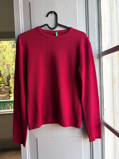 100% Wool Pink Fuchsia Knit Sweater — additional view 6