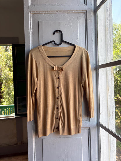 Luxe Beige Lyocell Cotton Summer Cardigan — additional view 10