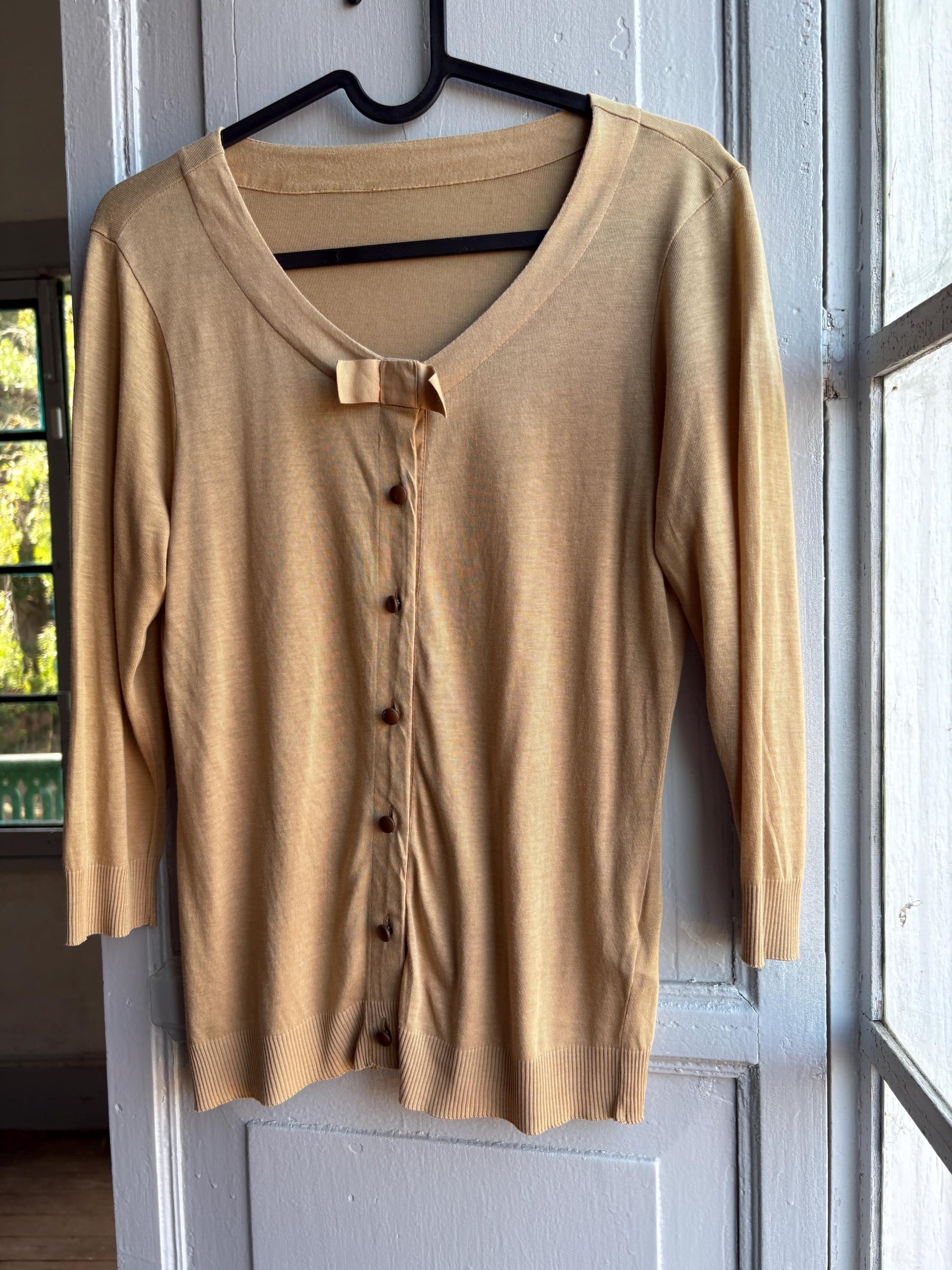 Luxe Beige Lyocell Cotton Summer Cardigan — additional view 7
