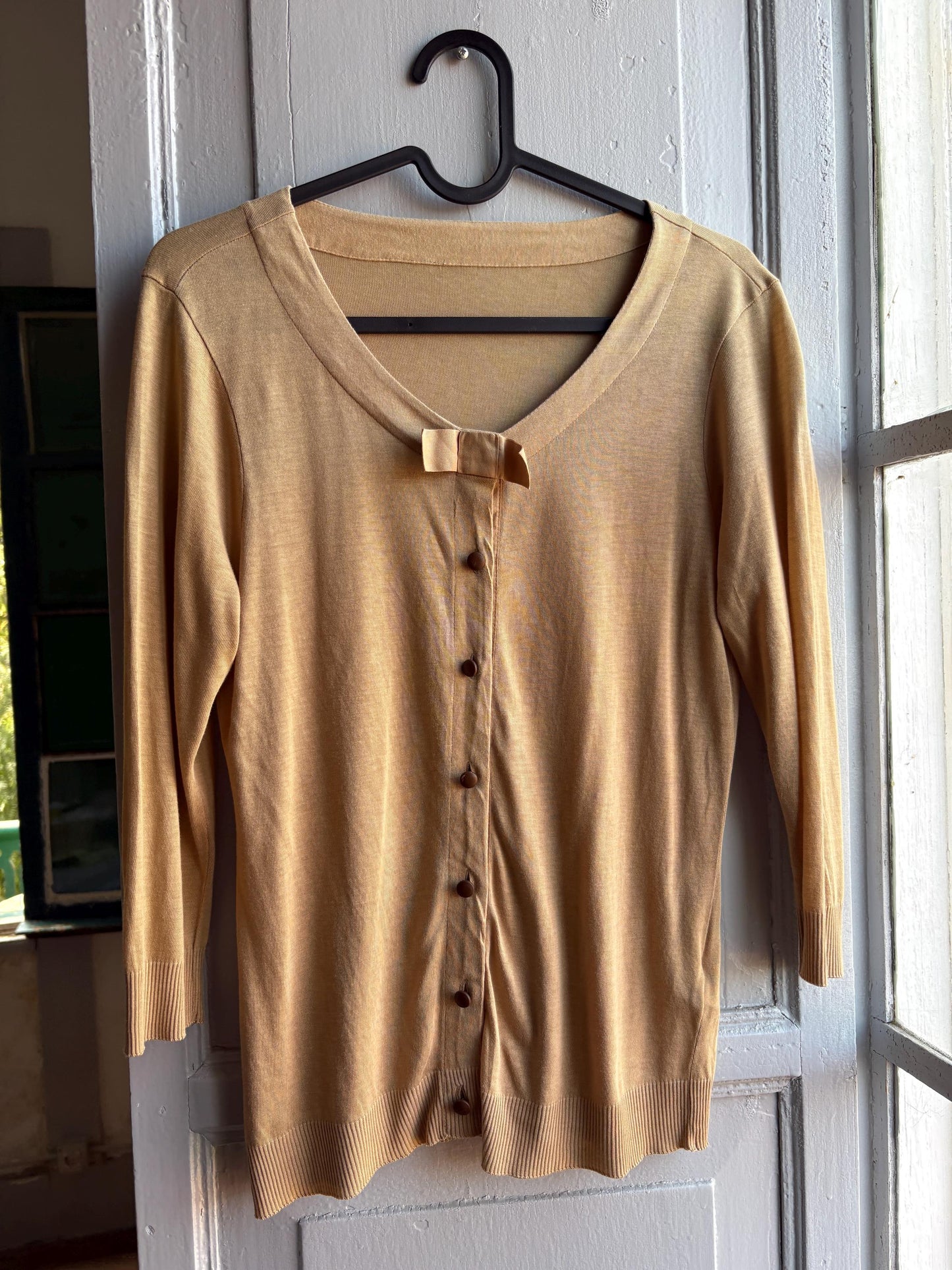 Luxe Beige Lyocell Cotton Summer Cardigan — additional view 6