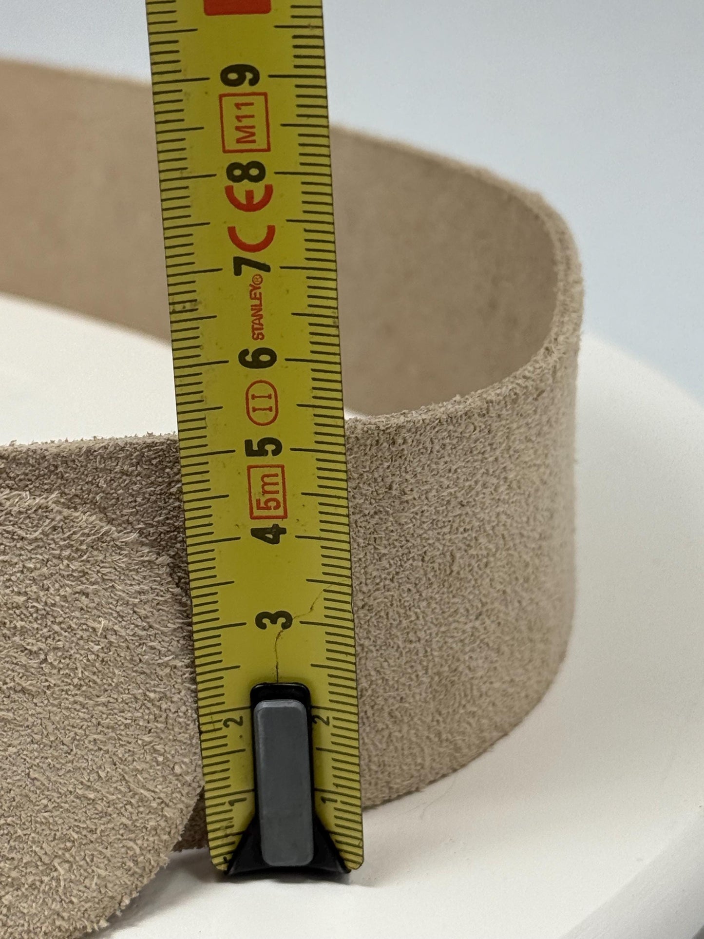 Beige Suede Leather Wide Belt With Silver Buckle — additional view 8