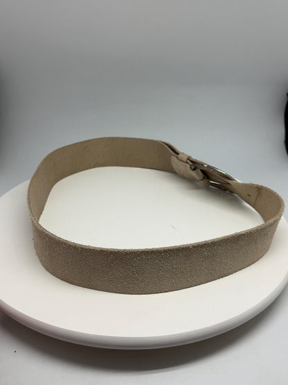 Beige Suede Leather Wide Belt With Silver Buckle — additional view 16
