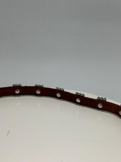 Vintage Brown Leather Belt with Silver Stud Details, Boho Western Waist Belt, Y2K Genuine Leather, Festival Bohemian Accessory