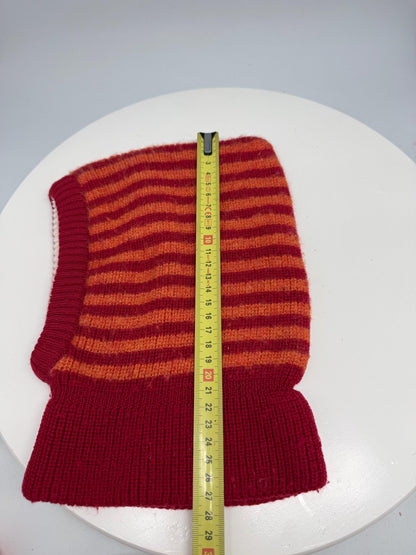 Red Wool Balaclava, Kids Merino Cotton Lined Winter Hood, Germany