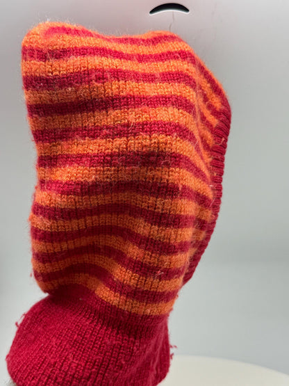 Red Wool Balaclava, Kids Merino Cotton Lined Winter Hood, Germany
