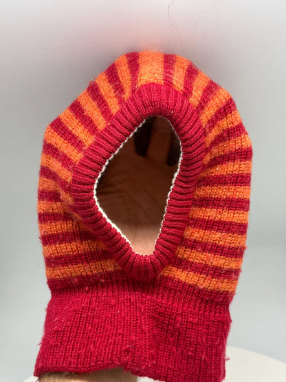 Red Wool Balaclava, Kids Merino Cotton Lined Winter Hood, Germany