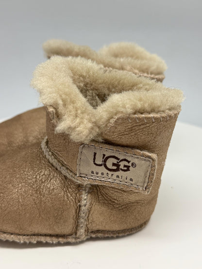Gold Sheepskin Baby Booties — back view