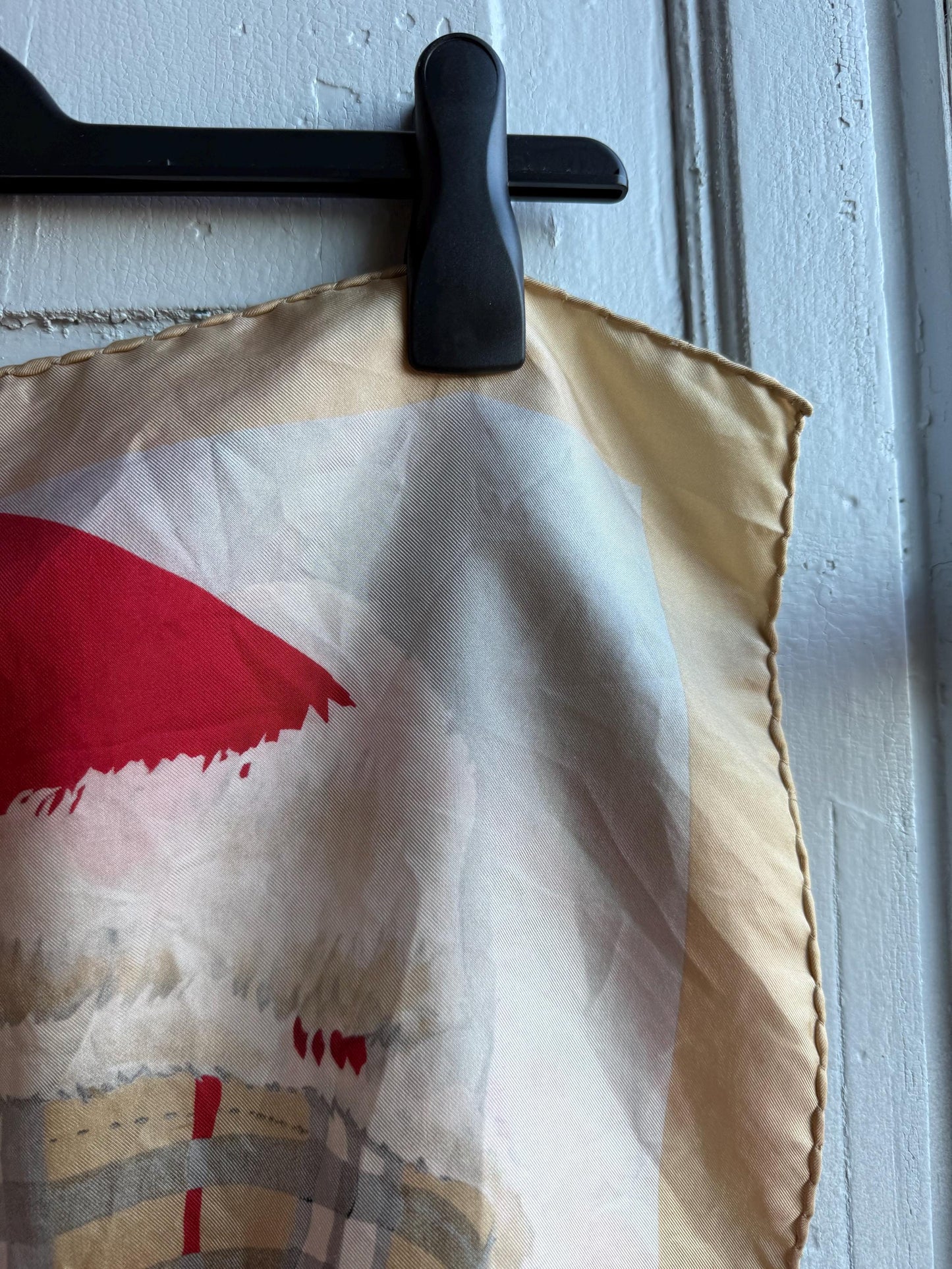 Vintage Burberry Christmas Silk Scarf — detail