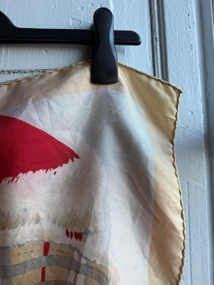 Vintage Burberry Christmas Silk Scarf — detail
