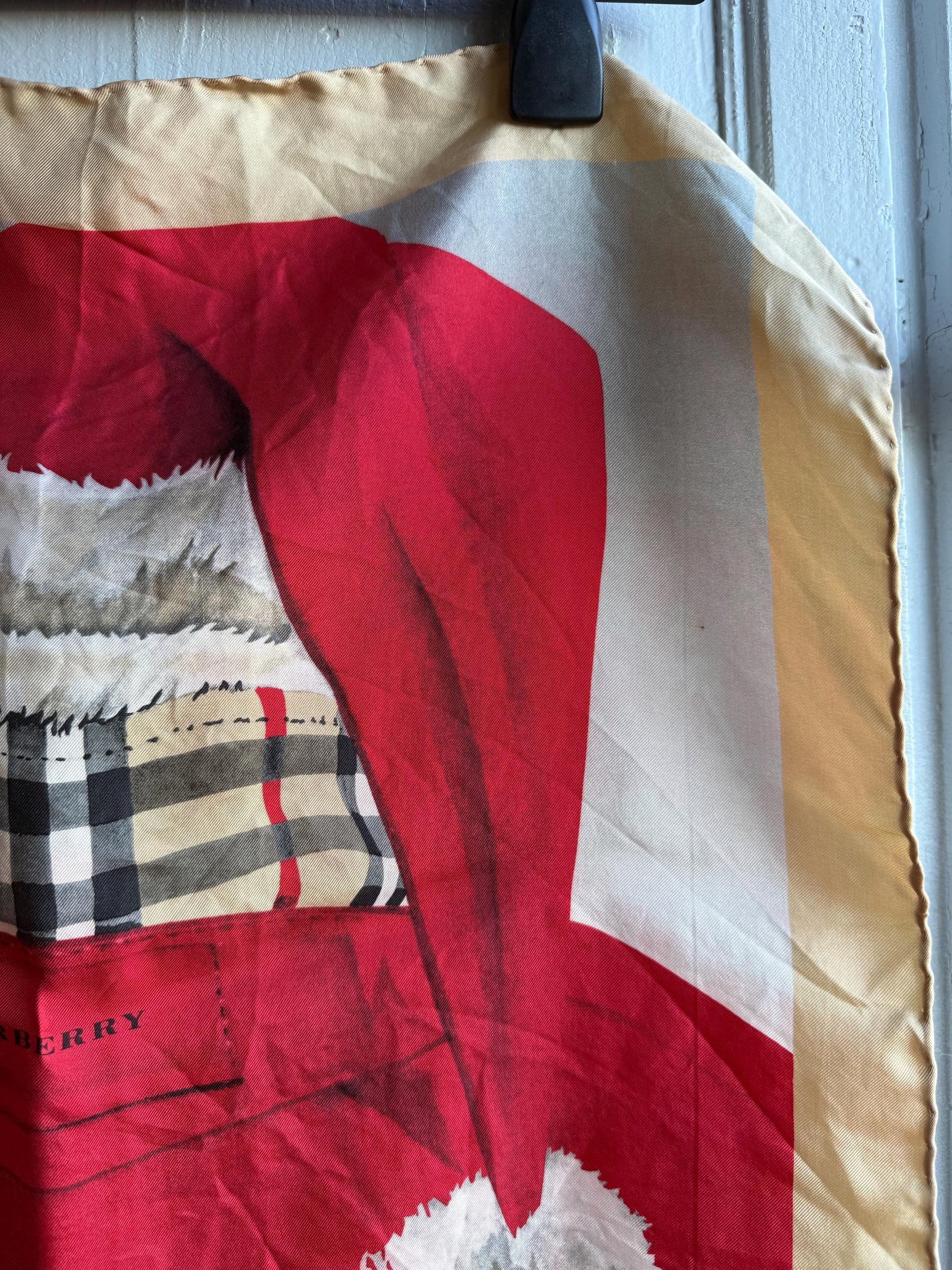 Vintage Burberry Christmas Silk Scarf — additional view 9
