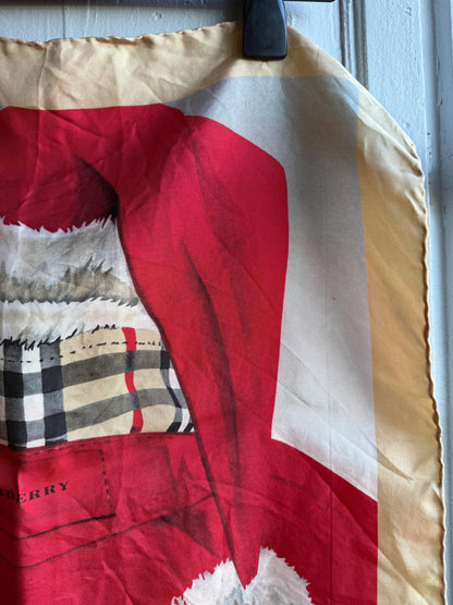 Vintage Burberry Christmas Silk Scarf — additional view 9