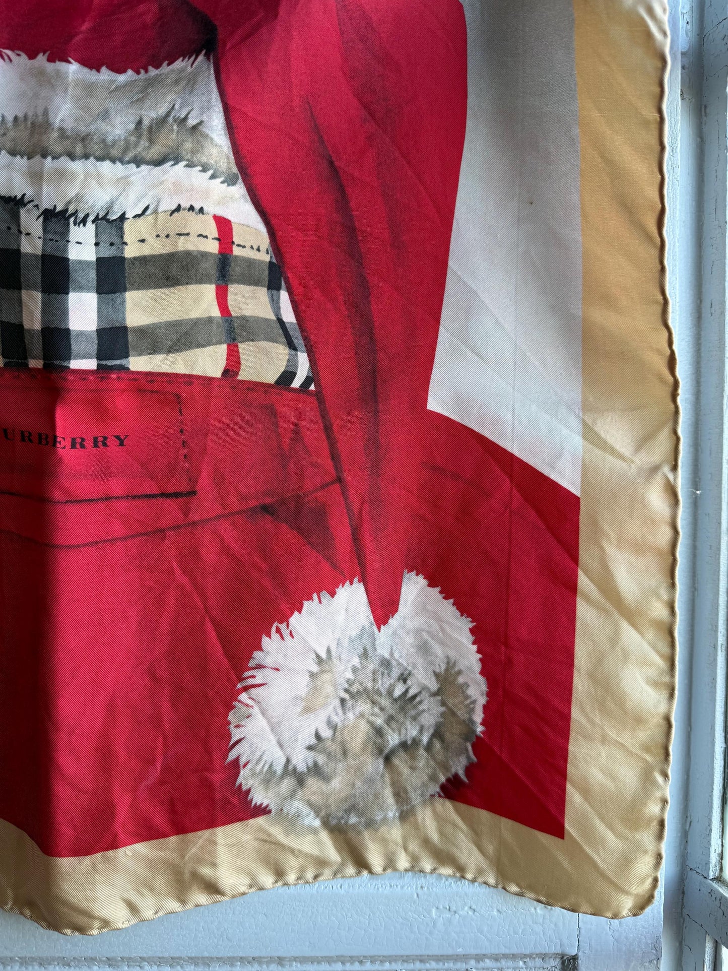 Vintage Burberry Christmas Silk Scarf — additional view 10